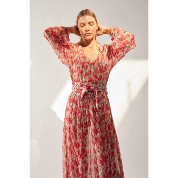 💕NATALIE MARTIN💕 Fiore Maxi Dress ~ Chiffon Watercolor Dove Medium M NWT - Picture 6 of 16